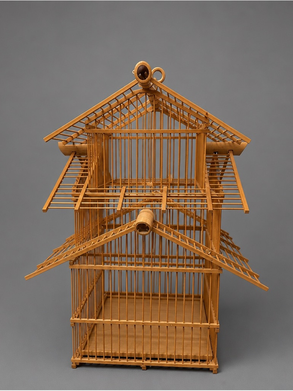 Handcrafted Bamboo Birdcage - Natural Tan Home Accent